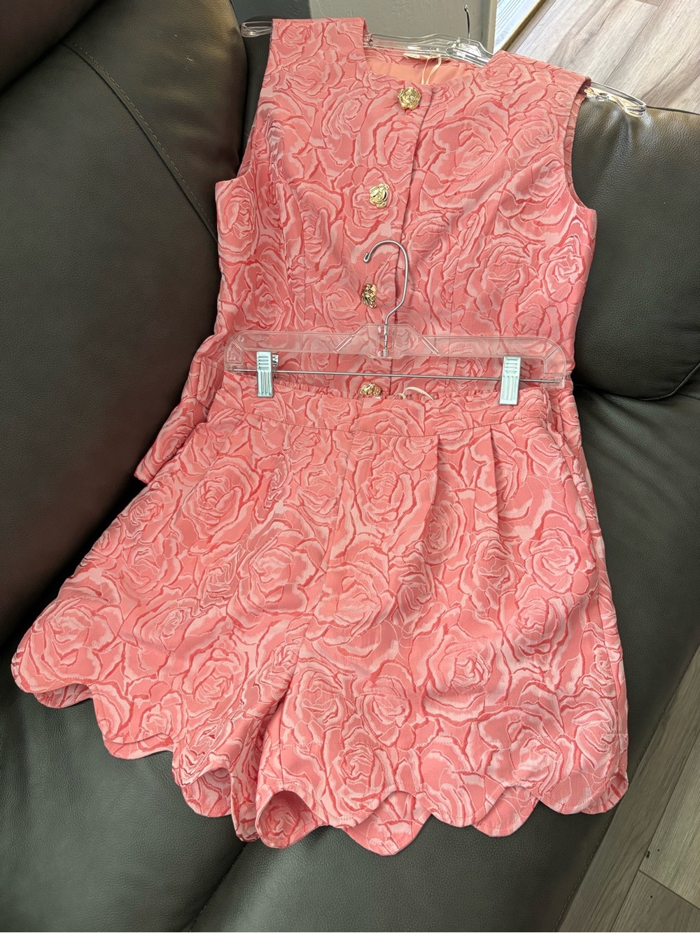 ❤️ NEW Coral Rose Jacquard Scalloped shorts set
